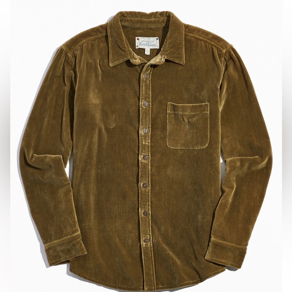 One World Brothers velvet button down shirt